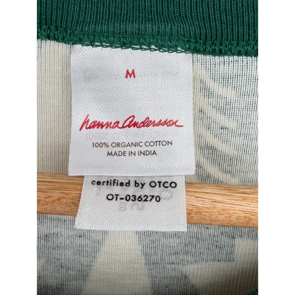 Hanna Andersson Christmas Tree Green White Organic Cotton Pajama Top M 016403W